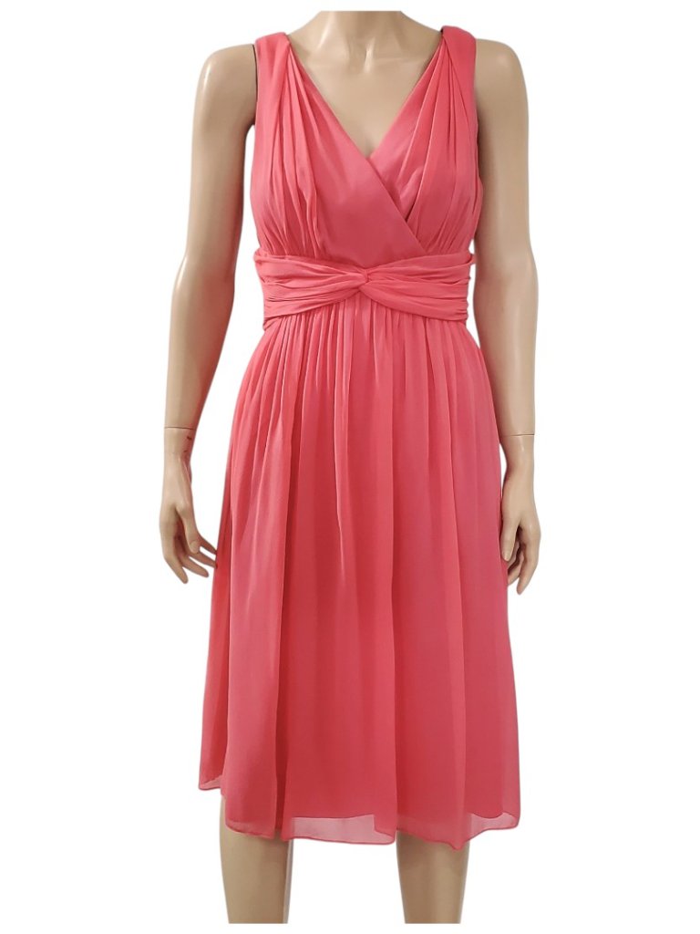 Donna Morgan Silk Chiffon Pink Dress Sz 14 Wedding Guest Bridesmaid Nwt Twist Wa